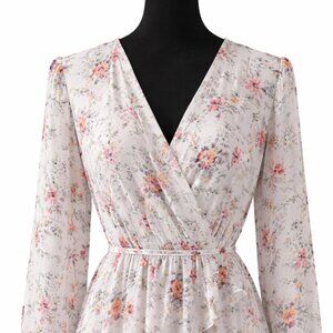NWOT New York & Company Eva Mendes White Floral Dress Size L